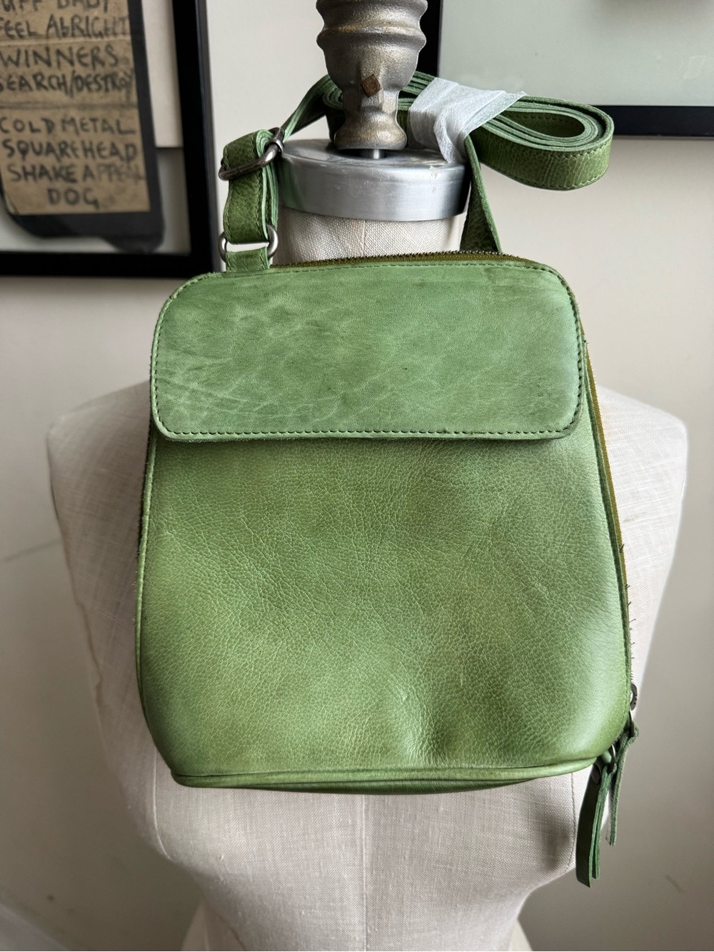 Latico Lucy Grass Green Leather Crossbody Bag w/ Adjustable Strap NEW w/o Tags!
